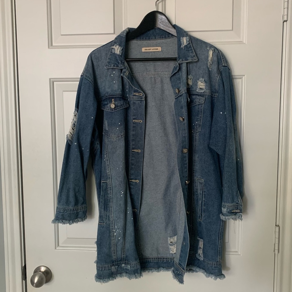 Nasty Gal Distressed Oversized Denim Jacket - Picture 3 of 7